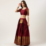 Woven Design Semi-Stitched Lehenga & Unstitched Blouse With Dupatta