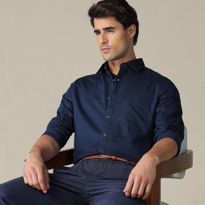 Classic Blue Cotton Tailored Formal Shirt