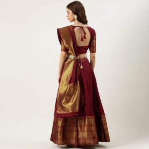 Woven Design Semi-Stitched Lehenga & Unstitched Blouse With Dupatta